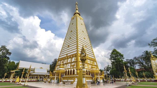 4K, Time lapse Wat Phrathat Nong Bua  in Ubon Ratchathani province, Thailand