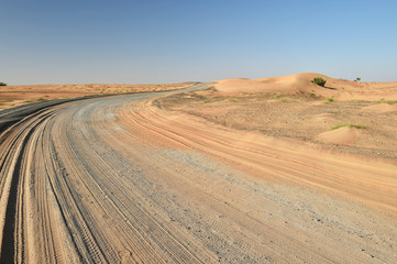 Fototapeta na wymiar Straße in der Wüste