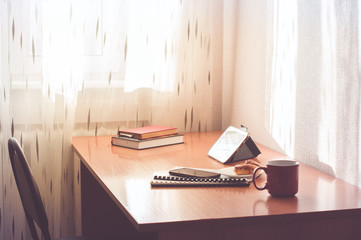 Distance work from home or learning online or distance education concept.