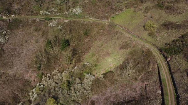 Moseltal bei Valwig,  Apolloweg im Fr&uuml;hling, Weinbau und Brachen