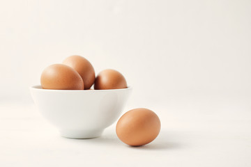 chicken eggs on the table.