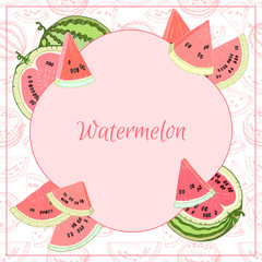 Cute colorful frame vector watermelon