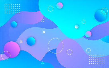 Fluid gradient shapes with memphis elements background