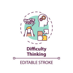 Difficulty thinking concept icon
