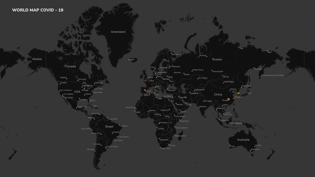 COVID-19, world map coronavirus spreading. Corona virus global pandemic map. Сhart animated background