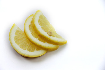 juicy lemon slices on a white background