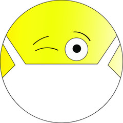 yellow smileys in masks from coronavirus, stickers for social networks