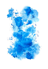 Abstract blue watercolor background. Raster illustration