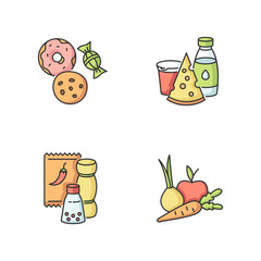 Supermarket food RGB color icons set