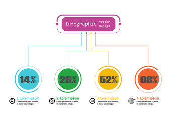 The infographic vector design template for illustration. Timeline infographic design business with 4 options. Creative concept for infographic. Used for layout, workflows, banners, web design.