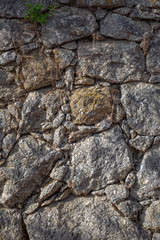 View texture in detail of paired granite wall