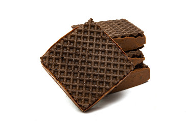 chocolate square waffles isolated