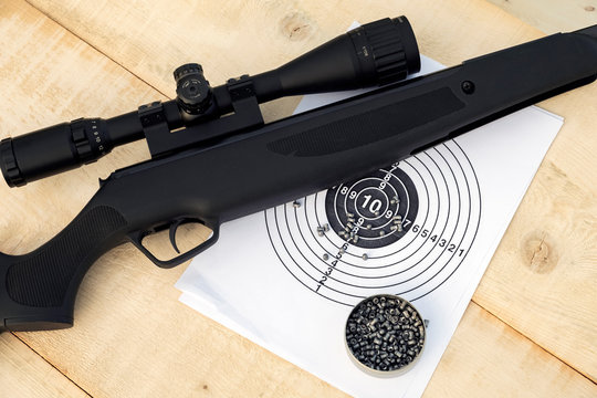 target, airgun and pellets for shooting