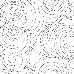 Fototapeta premium Seamless vector pattern of abstract shapes isolated on a white background. Simple texture of the strokes or seams of a thread of black on a dark background. Decoration for paper fabrics or website bac