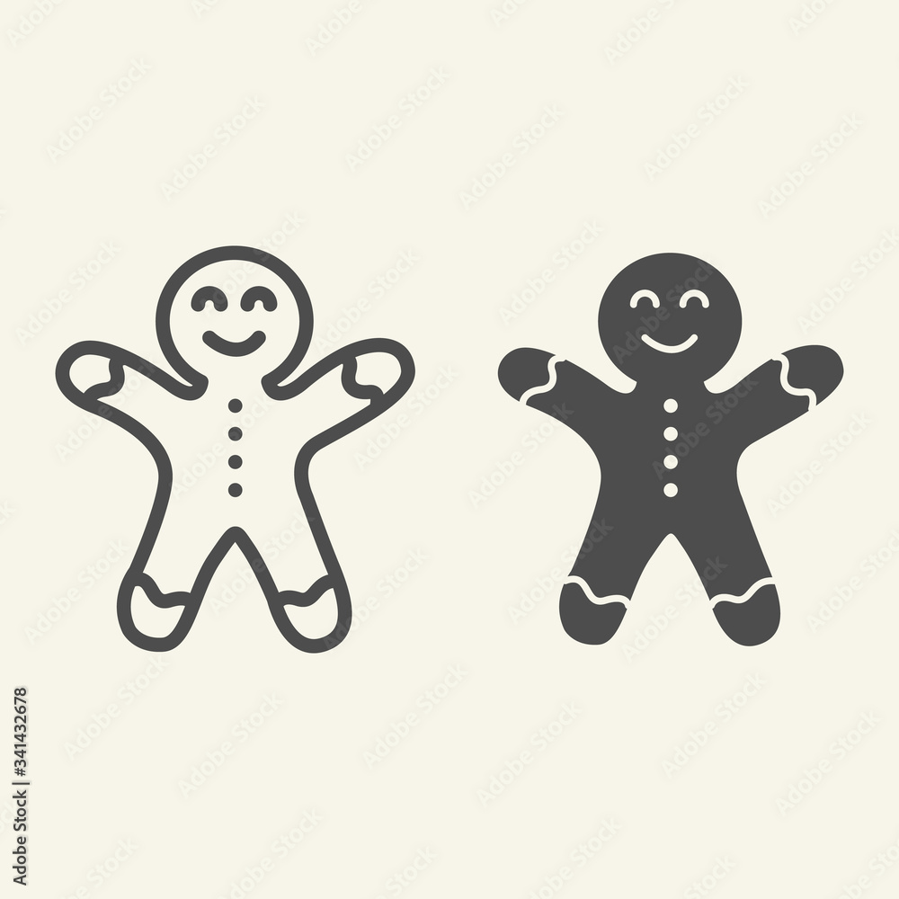 Aufkleber gingerbread man line and solid icon. biscuit man outline style pictogram on white background. christ