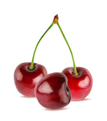 Fresh cherry isolated on white background with clipping path