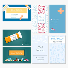 Naklejka premium White stationery template design with color medical elements. Documentation for business. Stylish vector graphics in blue and green tones.