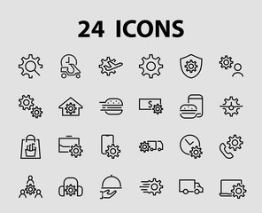  A simple set of settings and options related to Vector Line Icons. Contains icons such as set time, business, phone, and more. Editable Stroke.. 480x480