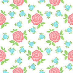 Roses seamless pattern, floral simple background, flowers paper