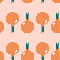 Obraz na płótnie Canvas Seamless pattern with onion. Summer seasonal food.