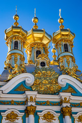 Fototapeta na wymiar World-famous of the Catherine palace in the town of Pushkin or Tsarskoye Selo, 25 kilometers south of St. Petersburg, Russia. 