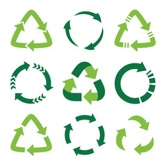 Fototapeta premium Recycling symbol of ecologically pure funds, set of green arrows