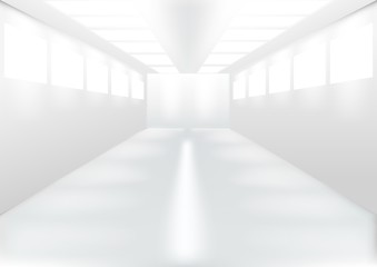 White realistic room with Windows. Vector