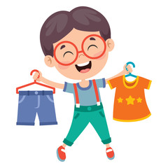 Little Kid And Colorful Clothes