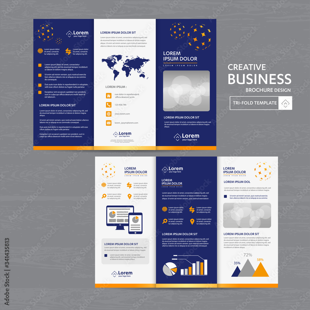 Poster tri fold brochure mock up background abstract business leaflet flyer vector design presentation layo