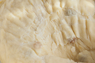 Close up raw dough texture background. Free space for design. Horizontal image.