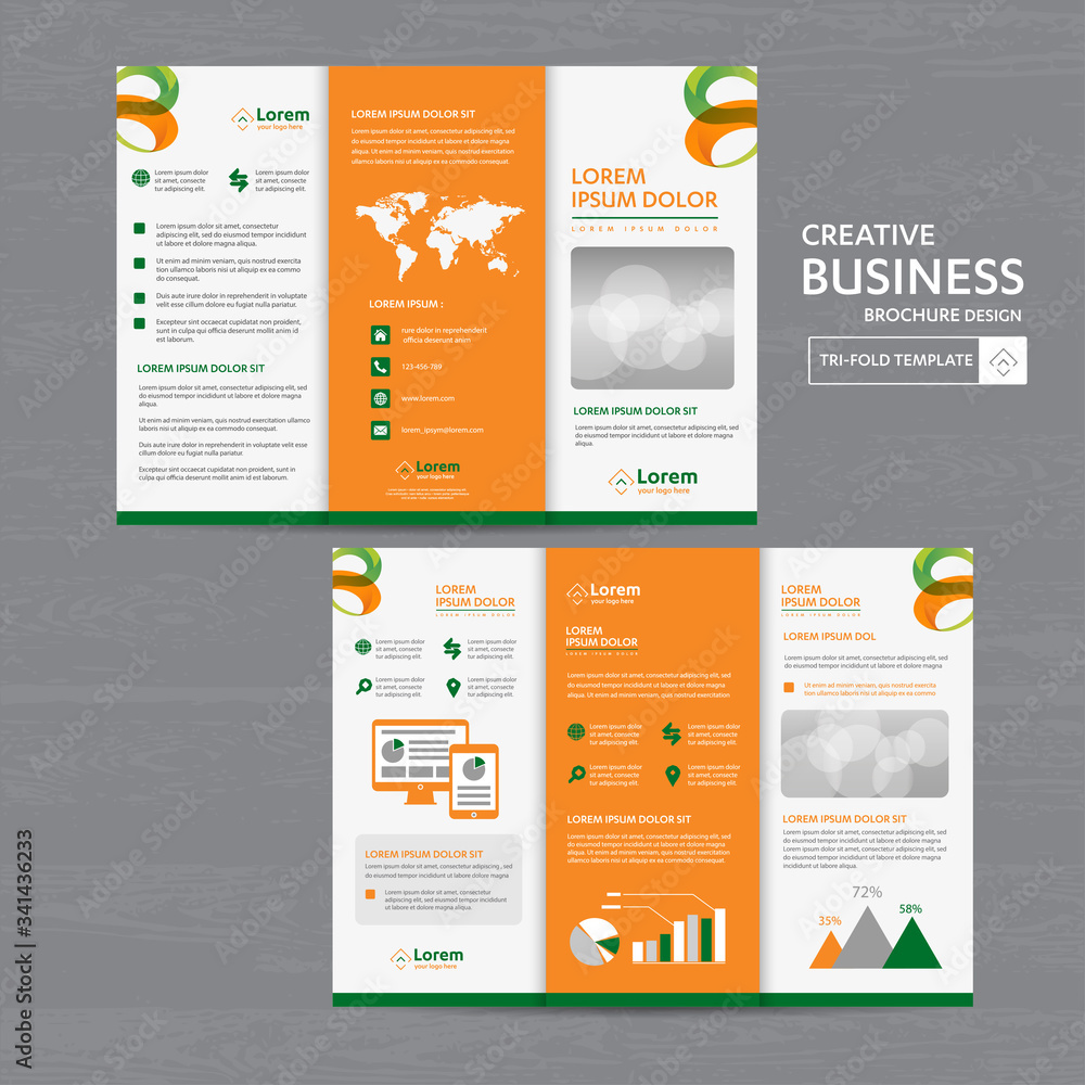 Poster tri fold brochure mock up background abstract business leaflet flyer vector design presentation layo