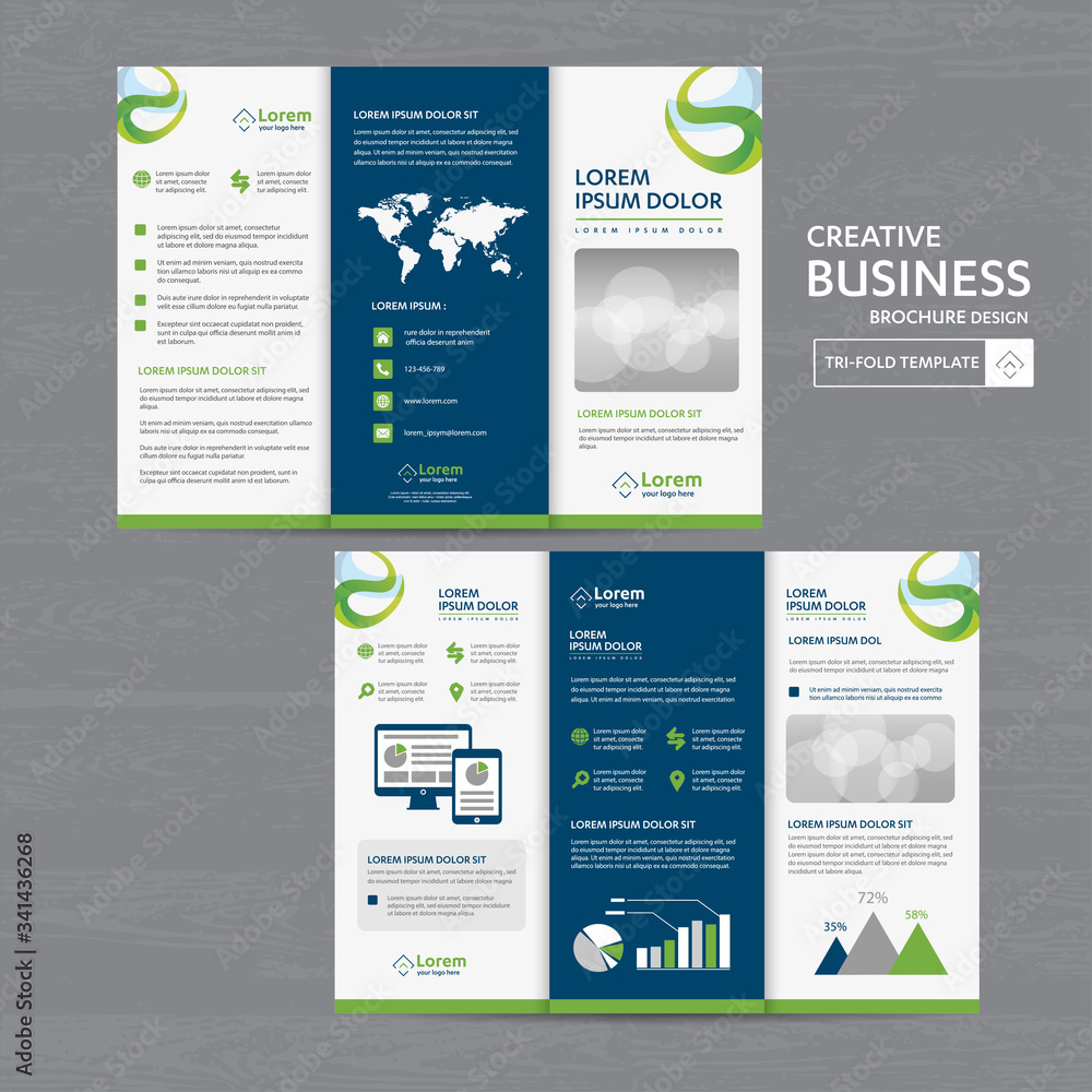 Poster tri fold brochure mock up background abstract business leaflet flyer vector design presentation layo