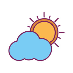 Isolated sun and cloud line and fill style icon vector design
