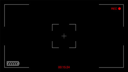 Camera viewfinder record video on dark background