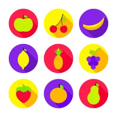 Flat Fruits Icon Set