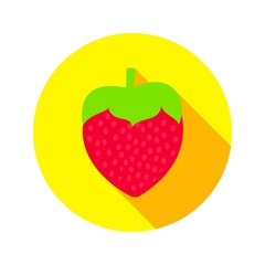 Flat Strawberry Circle Icon