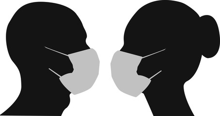  Couple two people woman and man silhouettes health medical mask