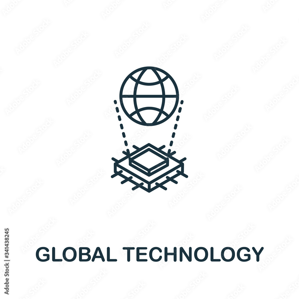 Aufkleber global technology icon from artificial intelligence collection. simple line global technology icon f