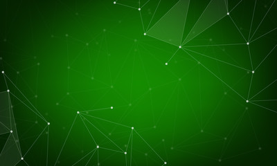 Obraz na płótnie Canvas Abstract polygonal space low poly dark background with connecting dots and lines. Connection structure. Vector science background. Polygonal vector. Green