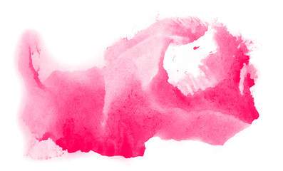 Abstract watercolor background hand-drawn on paper. Volumetric smoke elements. Pink color. For design, web, card, text, decoration, surfaces.