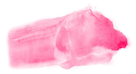 Abstract watercolor background hand-drawn on paper. Volumetric smoke elements. Pink color. For design, web, card, text, decoration, surfaces.