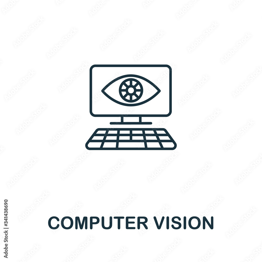 Poster computer vision icon from artificial intelligence collection. simple line computer vision icon for t