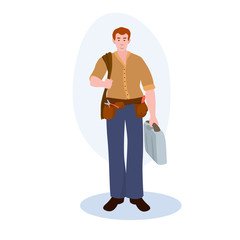 Repairman With Tool Case vector illustration from professions collection. Flat cartoon illustration isolated on white