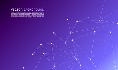 Fototapeta premium Abstract polygonal space low poly dark background with connecting dots and lines. Connection structure. Vector science background. Polygonal vector. Purple