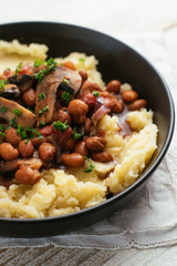 Mushroom and Bean Ragu on Mashed Potatoes
