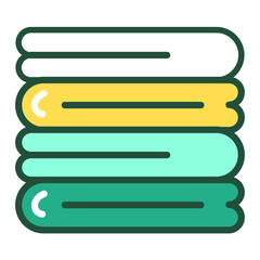 Obraz premium Eco stack of towels line color icon. Recycle textile. Zero waste lifestyle. Eco friendly. Outline pictogram for web page, mobile app, promo.