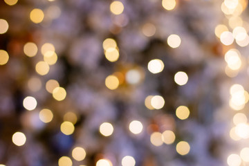 Golden silver glitter bokeh blurred abstract background overlay