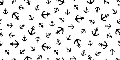 Obraz premium Anchor seamless pattern vector boat pirate helm Nautical maritime sea ocean repeat wallpaper scarf isolated tile background illustration white line design