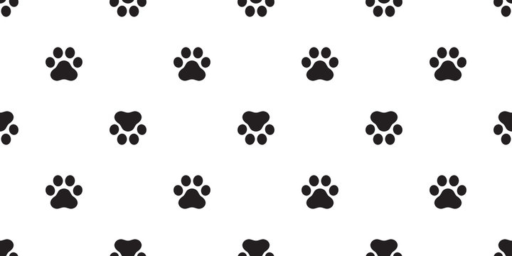 dog paw seamless pattern cat footprint french bulldog vector cartoon icon repeat wallpaper scarf isolated tile background doodke illustration design