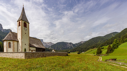 Fototapeta na wymiar View from the meadows of the Parish Church of San Vito